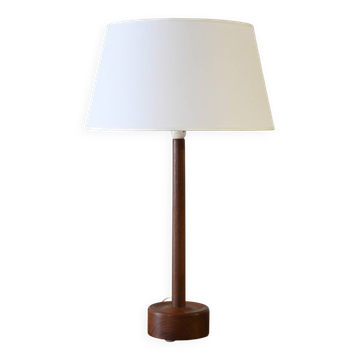 Lampe de table danoise en teck tourné des années 1950/60