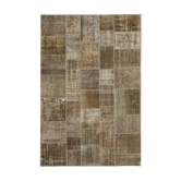 Handmade Turkish Overdyed 197 cm x 300 cm Brown Patchwork Carpet