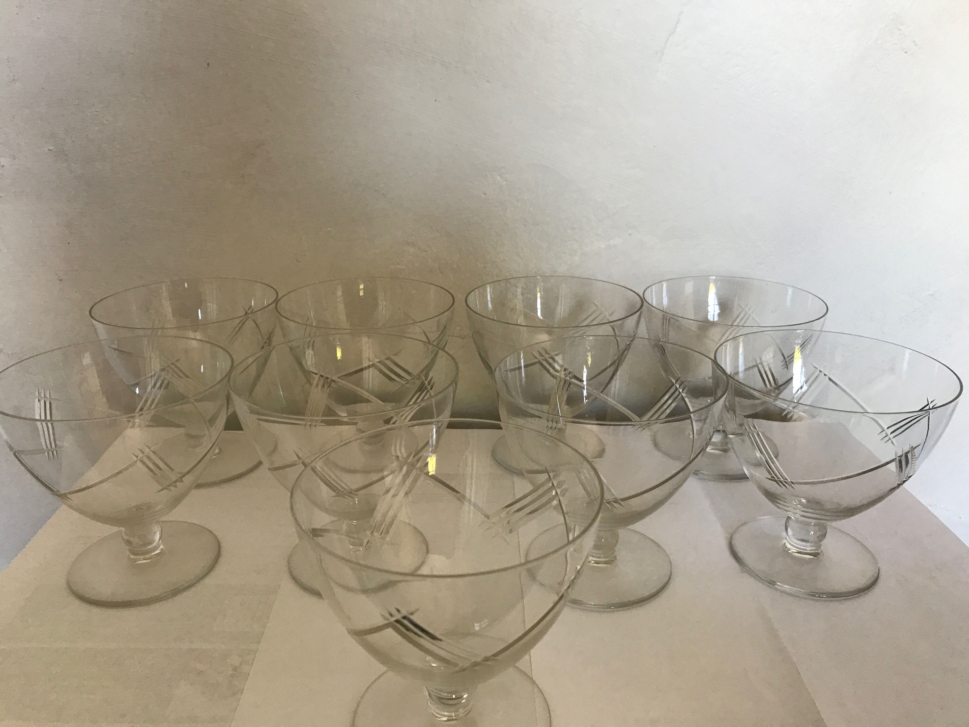 9 former chased crystal wine glass set
