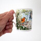 Porcelain Four Seasons Woodland Animals Mug, Winter Nature Scenery