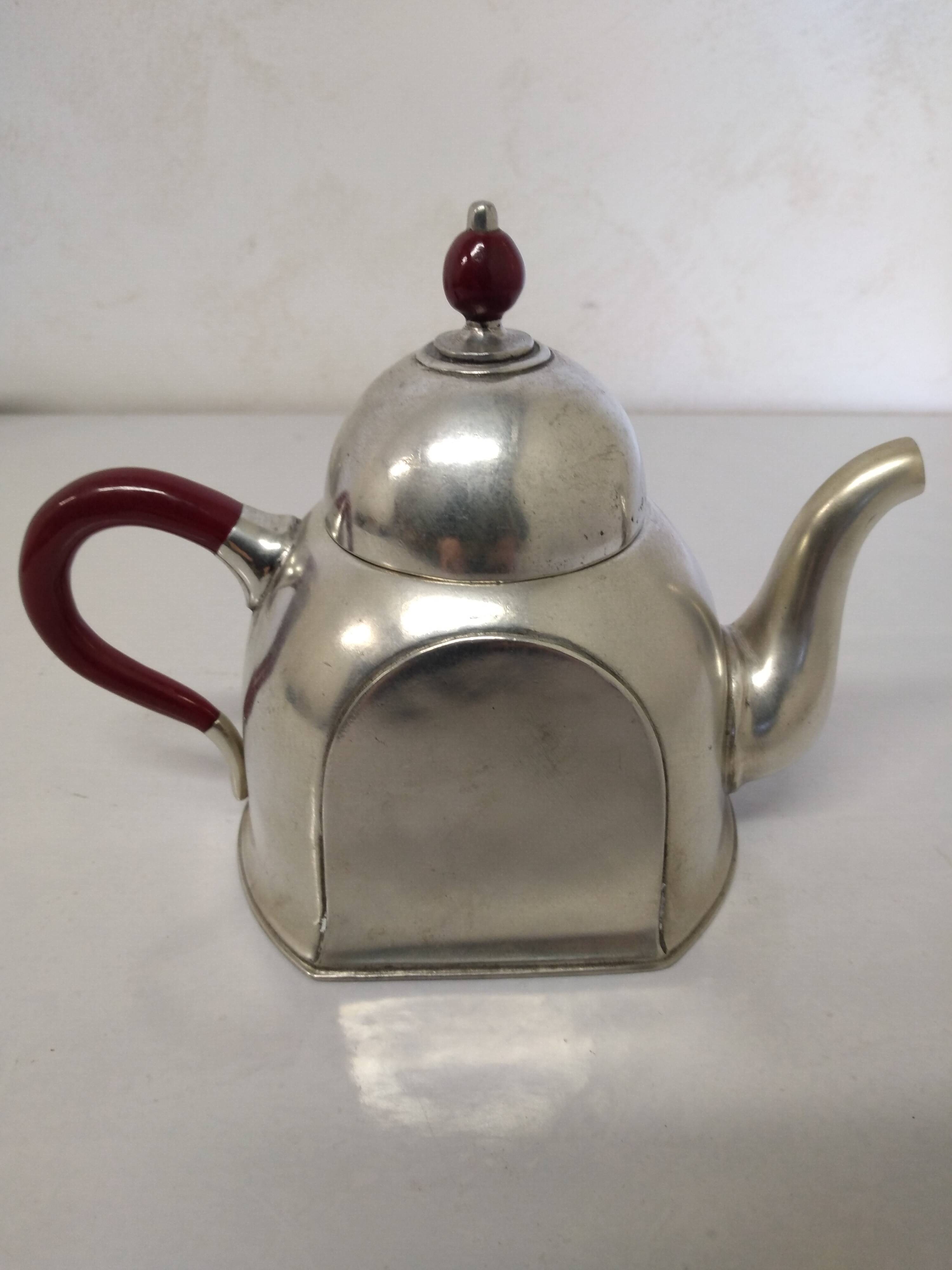Cosi Tabellini Century 24 Pewter And Red Bakelite Tea And Coffee Service