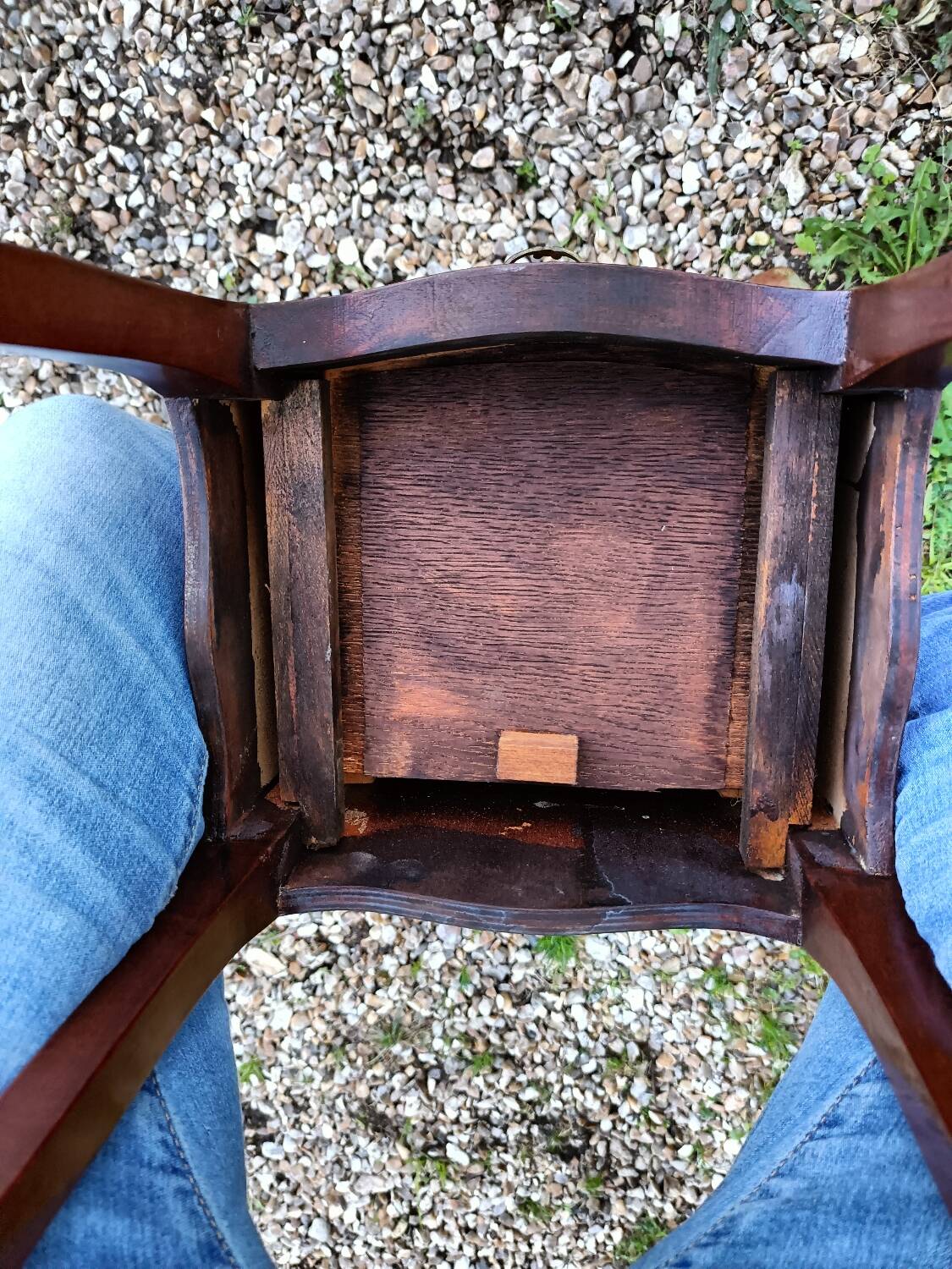 Pair of bedside tables in old Louis XV style marquetry