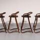 Tabourets de bar en bambou de milieu de siècle, design Horsnæs, Danemark, 1970.