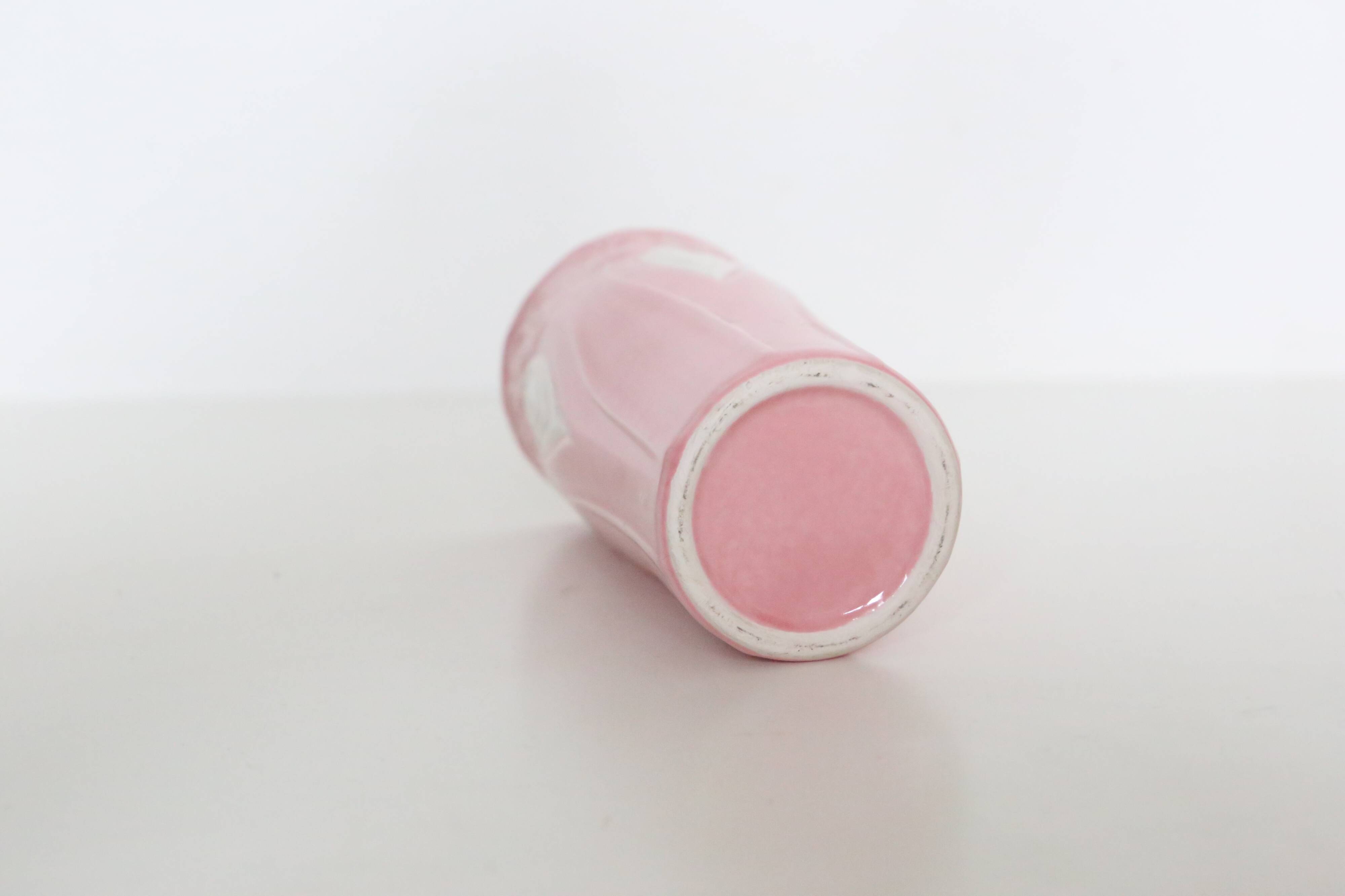 Pink and white ceramic vase, 1980