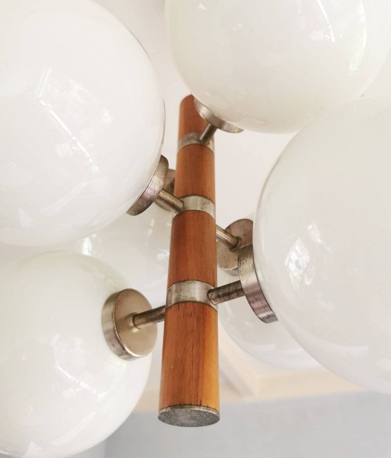 Chandelier 6 bulbs Temde Leuchten 1970s