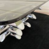 Tubular coffee table, glass and steel, Italy 1970