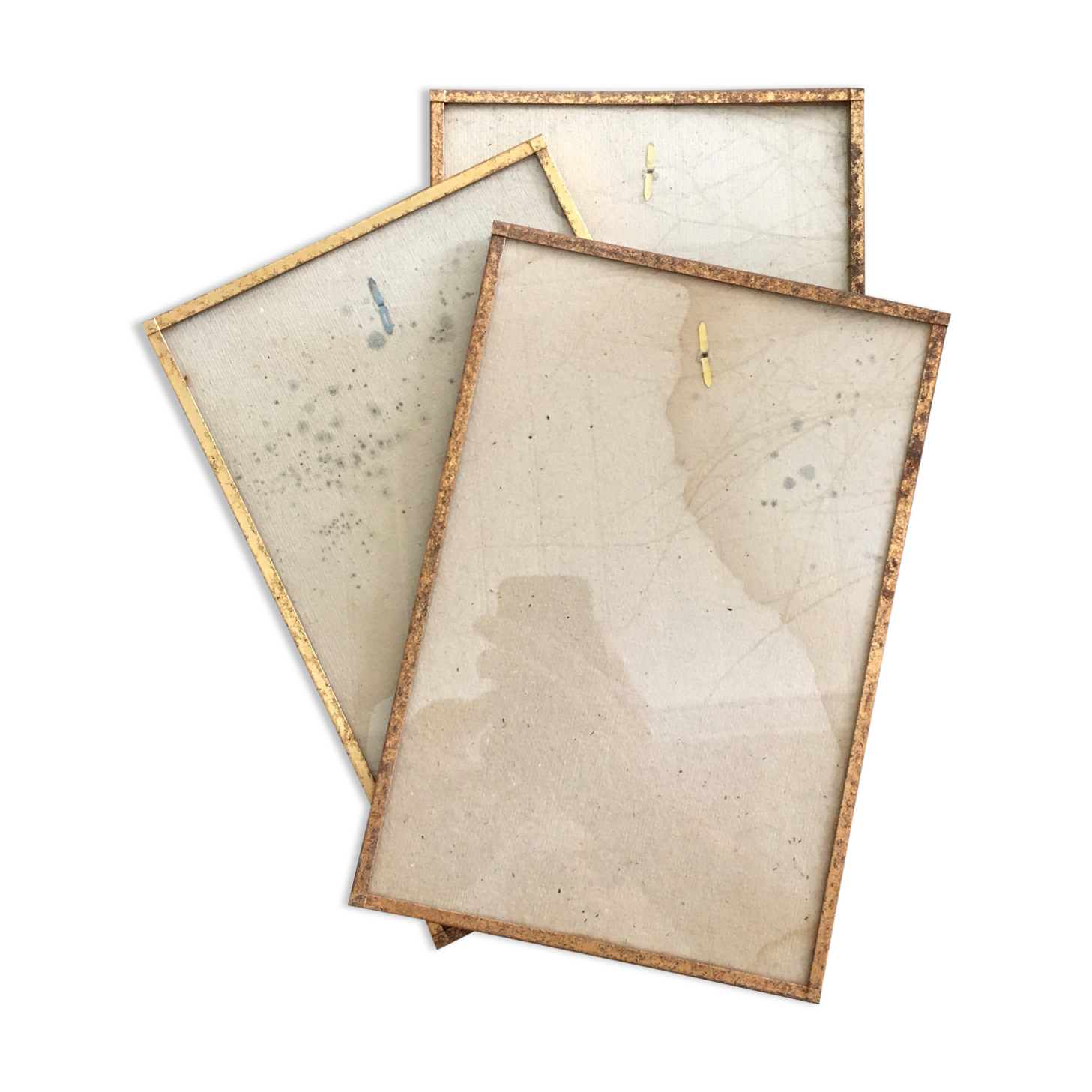 Lot of 3 oxidized brass frames