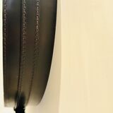 Jacques Adnet circular leather and brass mirror