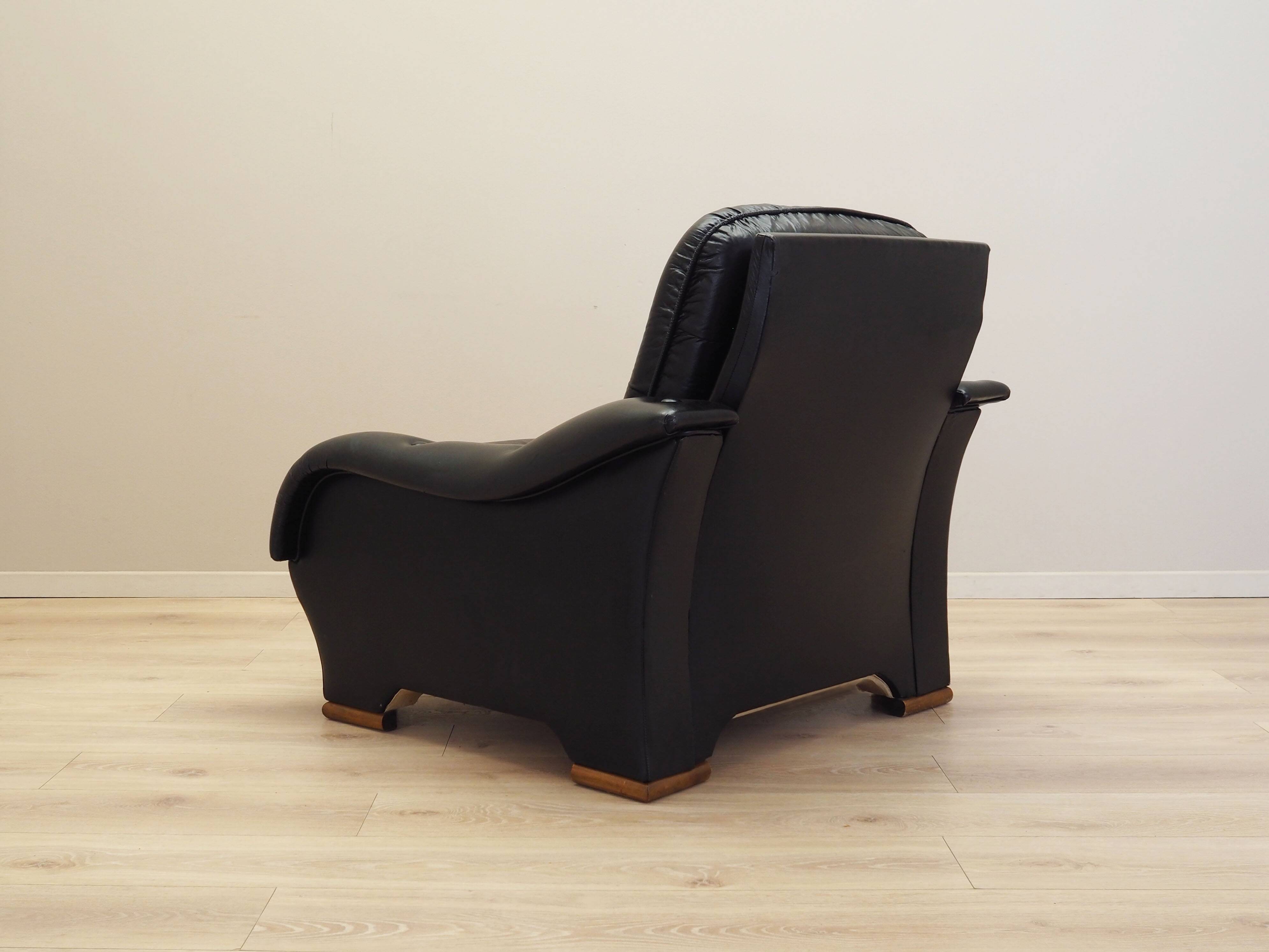 Black armchair, Italian design, 1980s, production: Italy