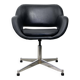 Chaise pivotante vintage en simili cuir noir italien et chrome