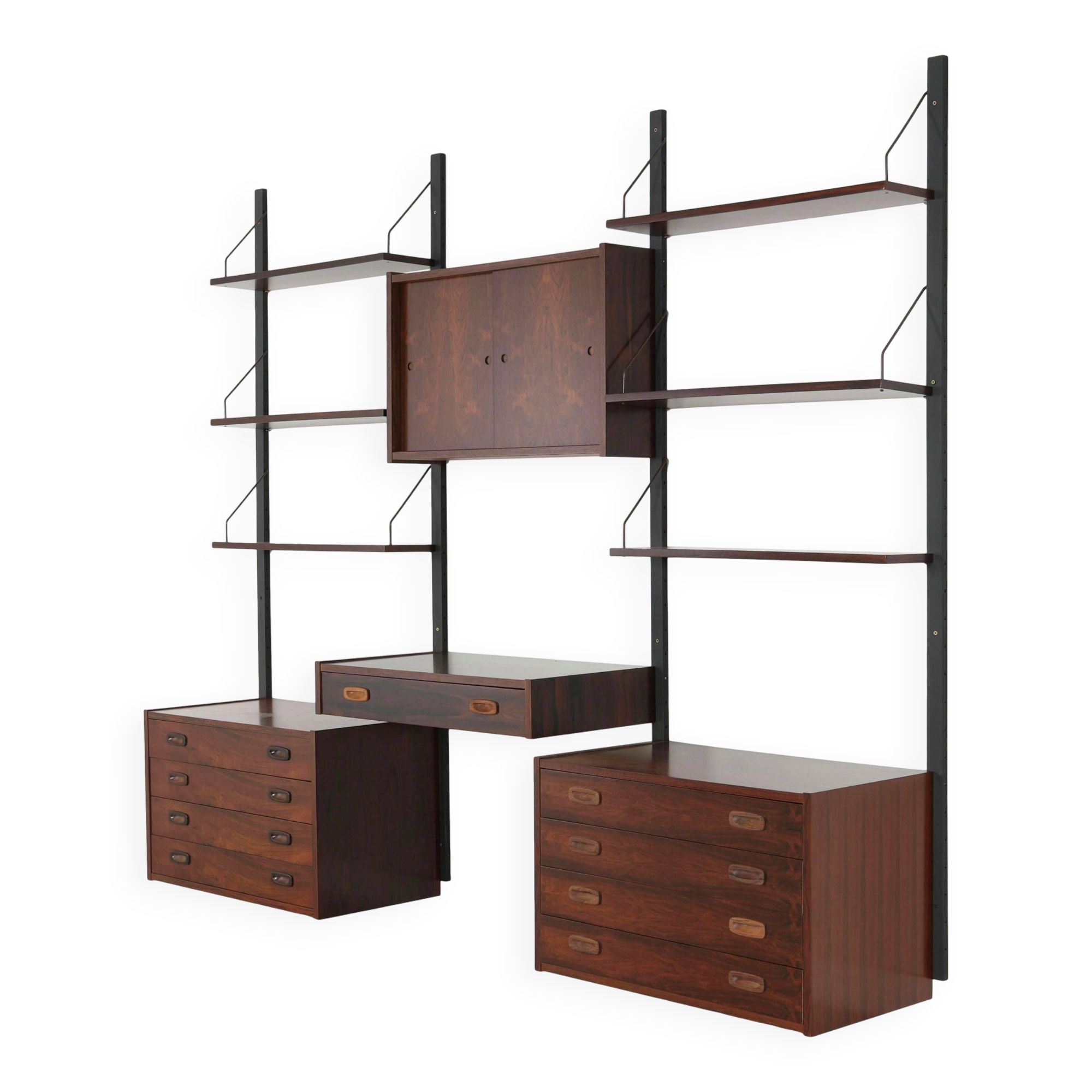 PS System Modular Shelving, Rosewood Veneer, Danish, 1960s