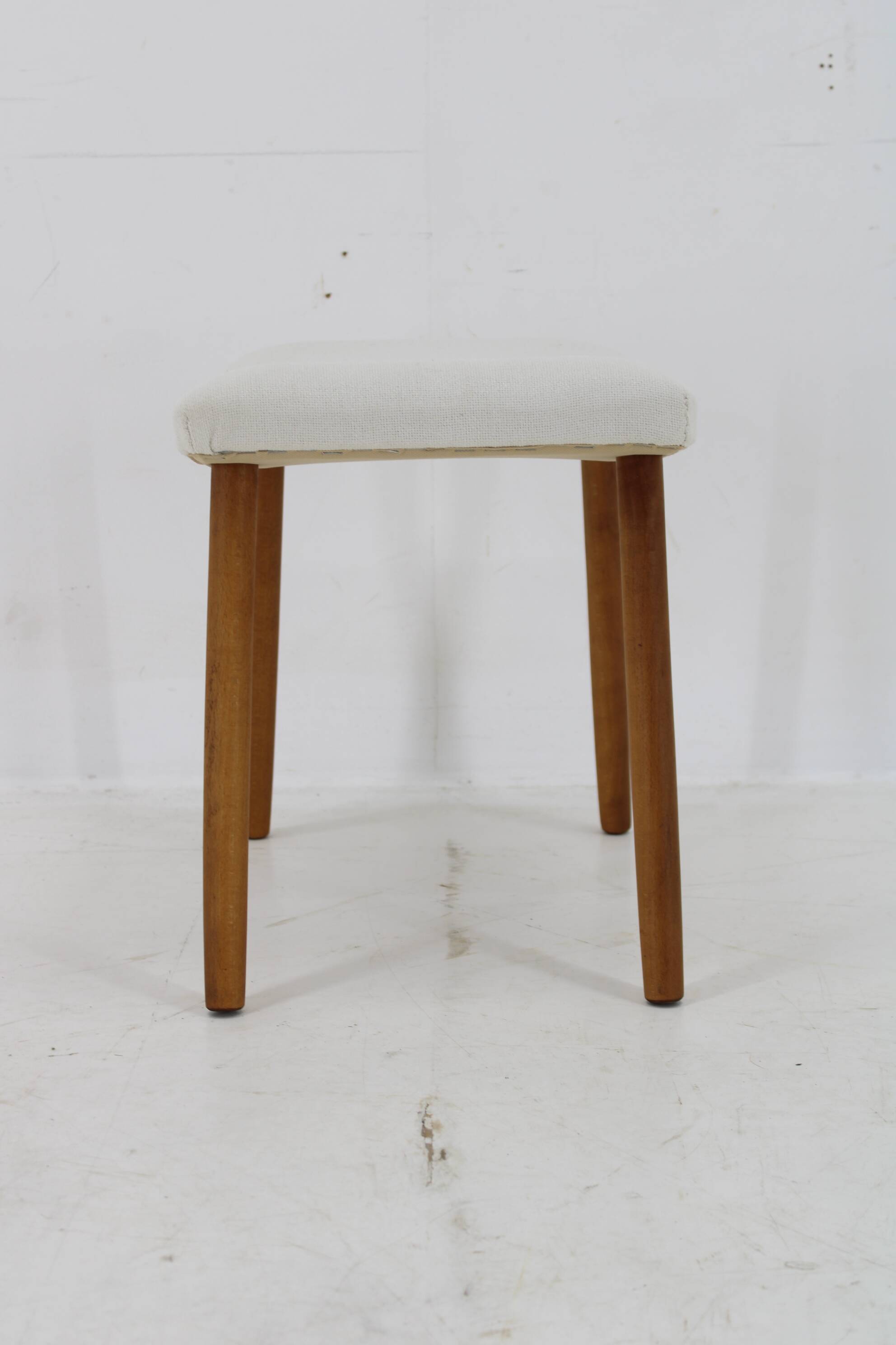 1960s Danish Beech Stool with Fabric