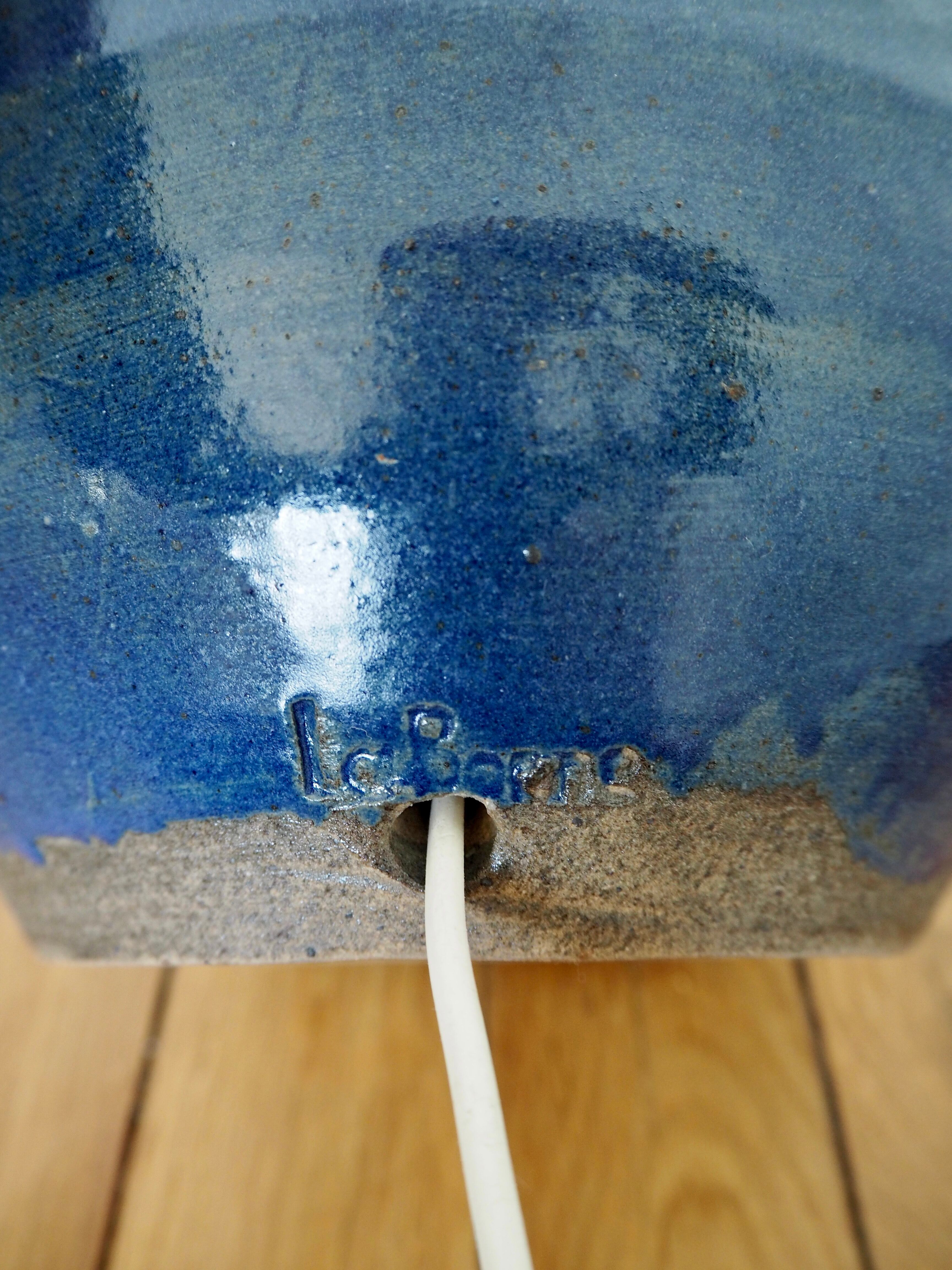 Blue sandstone lamp foot signed La Borne