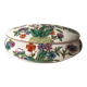 Oval porcelain jewellery box with multicoloured vintage floral decoration - 20th century