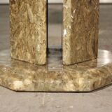 Octagonal post-modernist lounge table in marble beaded massive green quartz, Italy 1970s