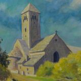 Jacques-Auguste COLIN (1925-) Church of St Martin de Laives in Burgundy Oil on canvas signed