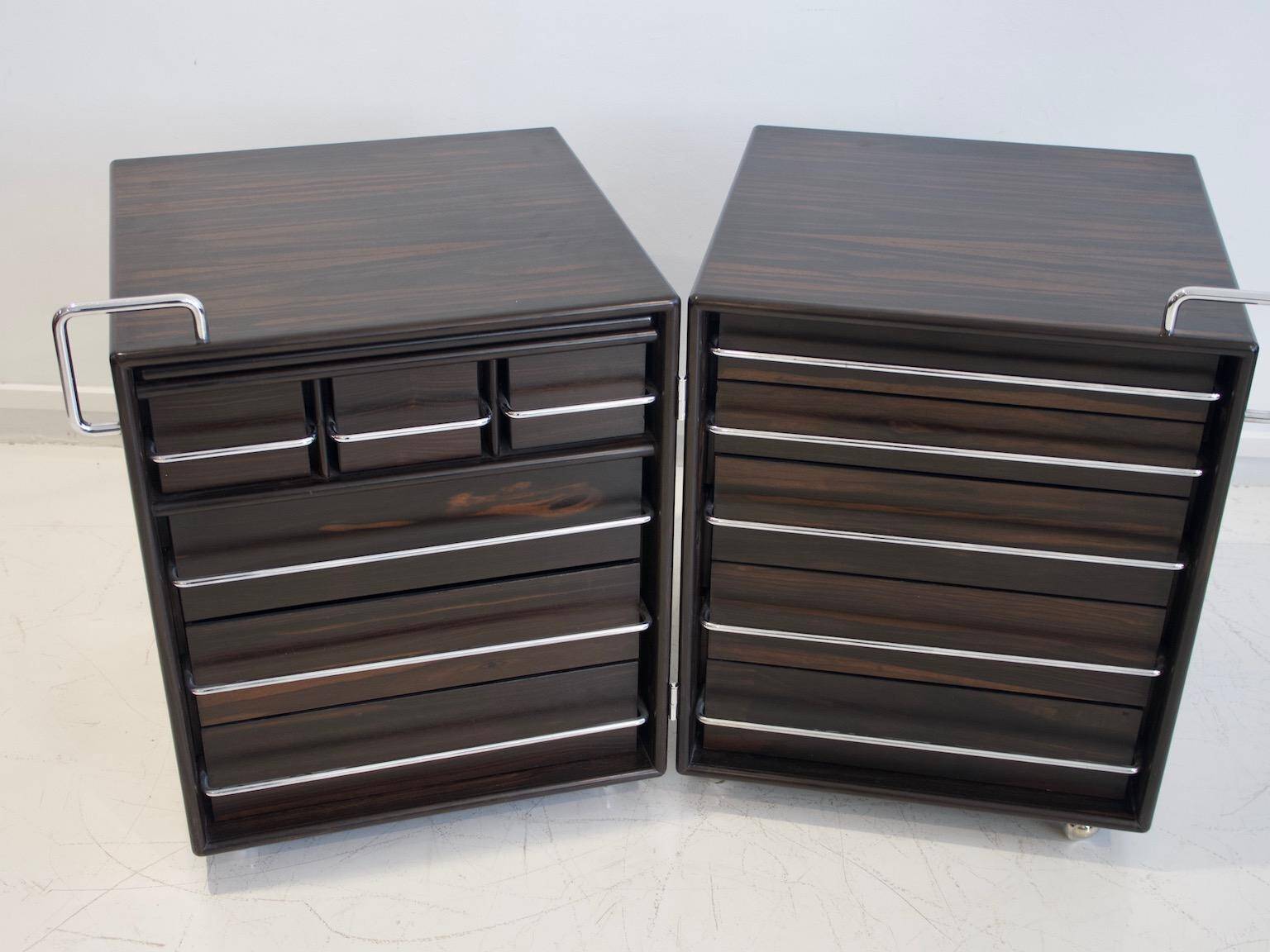Commode en bois et acier, Fabio Lenci pour Bernini