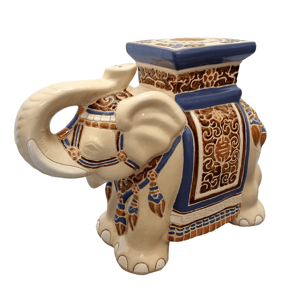 Vintage Ceramic Elephant Statue Plant Table From The 1970s