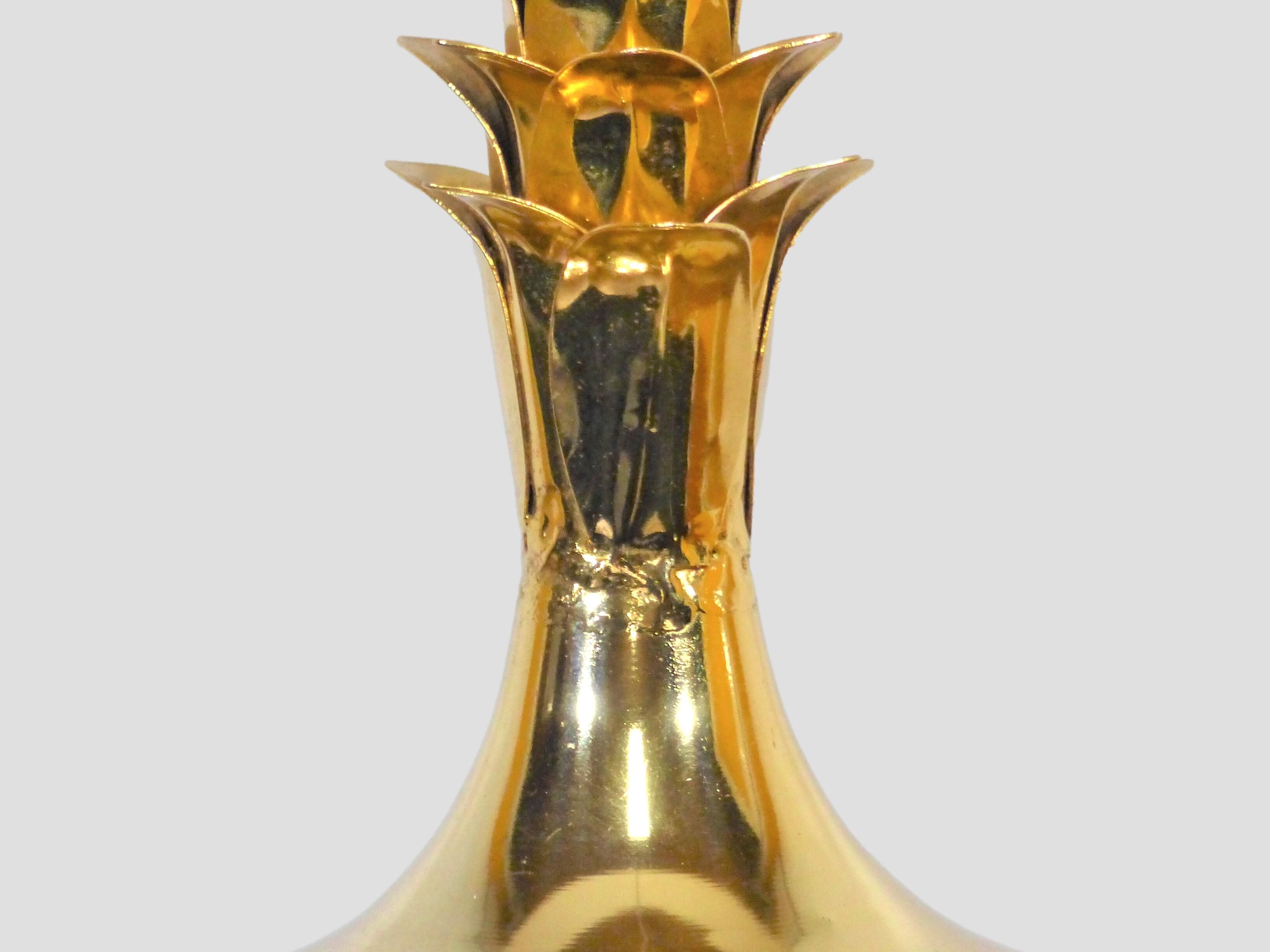 Brass table lamp stand with palmettes