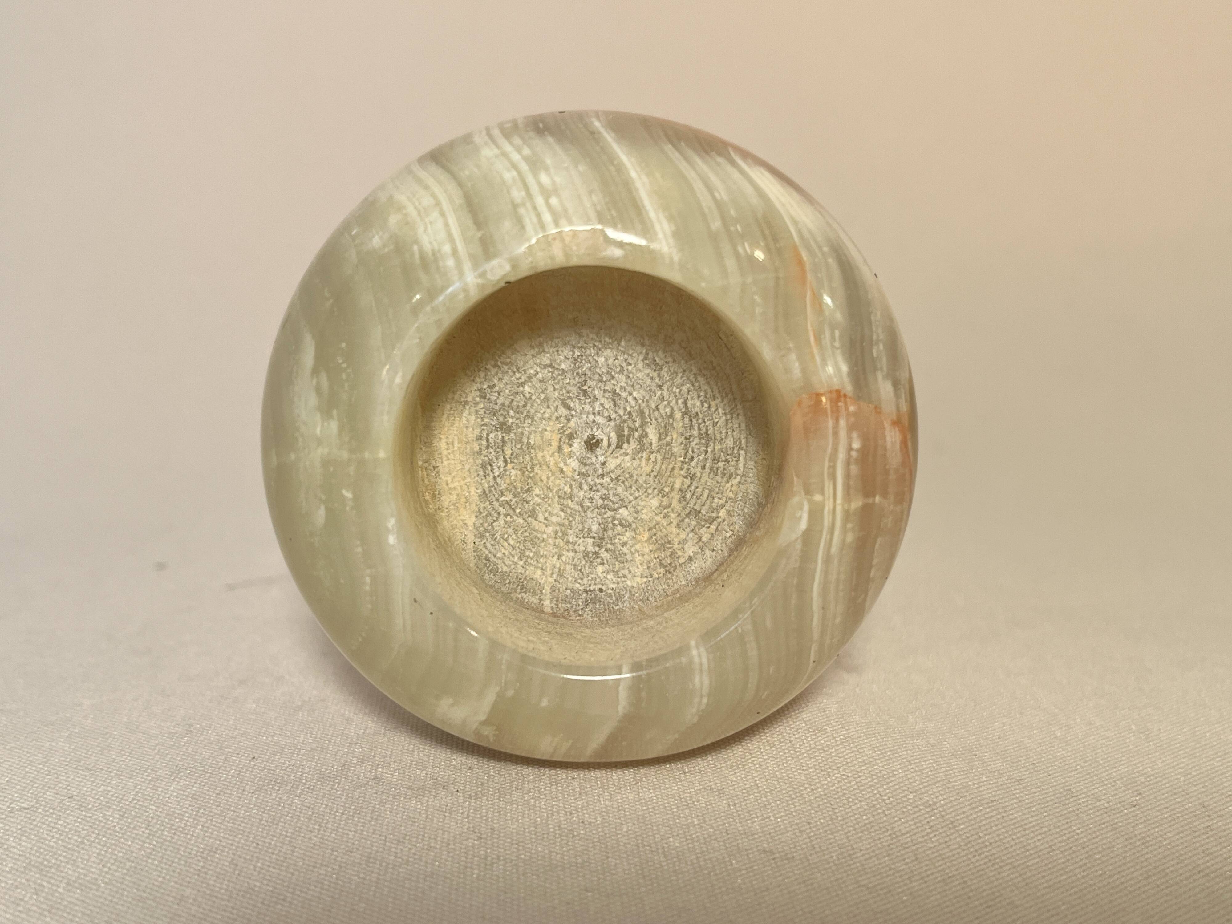 Vintage brown green onyx round candle holder 1070 tealight holder
