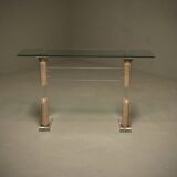 Italian Modern Plexiglass Console Table with Roman Column Details 1980s