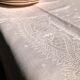 Nappe ancienne en damassée coton teintée en rose thé