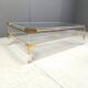 Vintage lucite and brass sliding top coffee table, 1970s