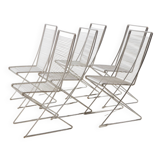 Kreuzschwinger steel chair by till behrens for schlubach, set of 6 (mk10373)