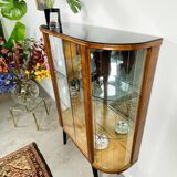 Art deco standing display case with glass slats