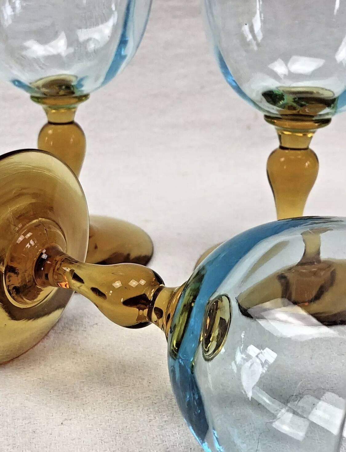 4 old two-tone George Sand wine glasses