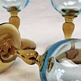 4 old two-tone George Sand wine glasses