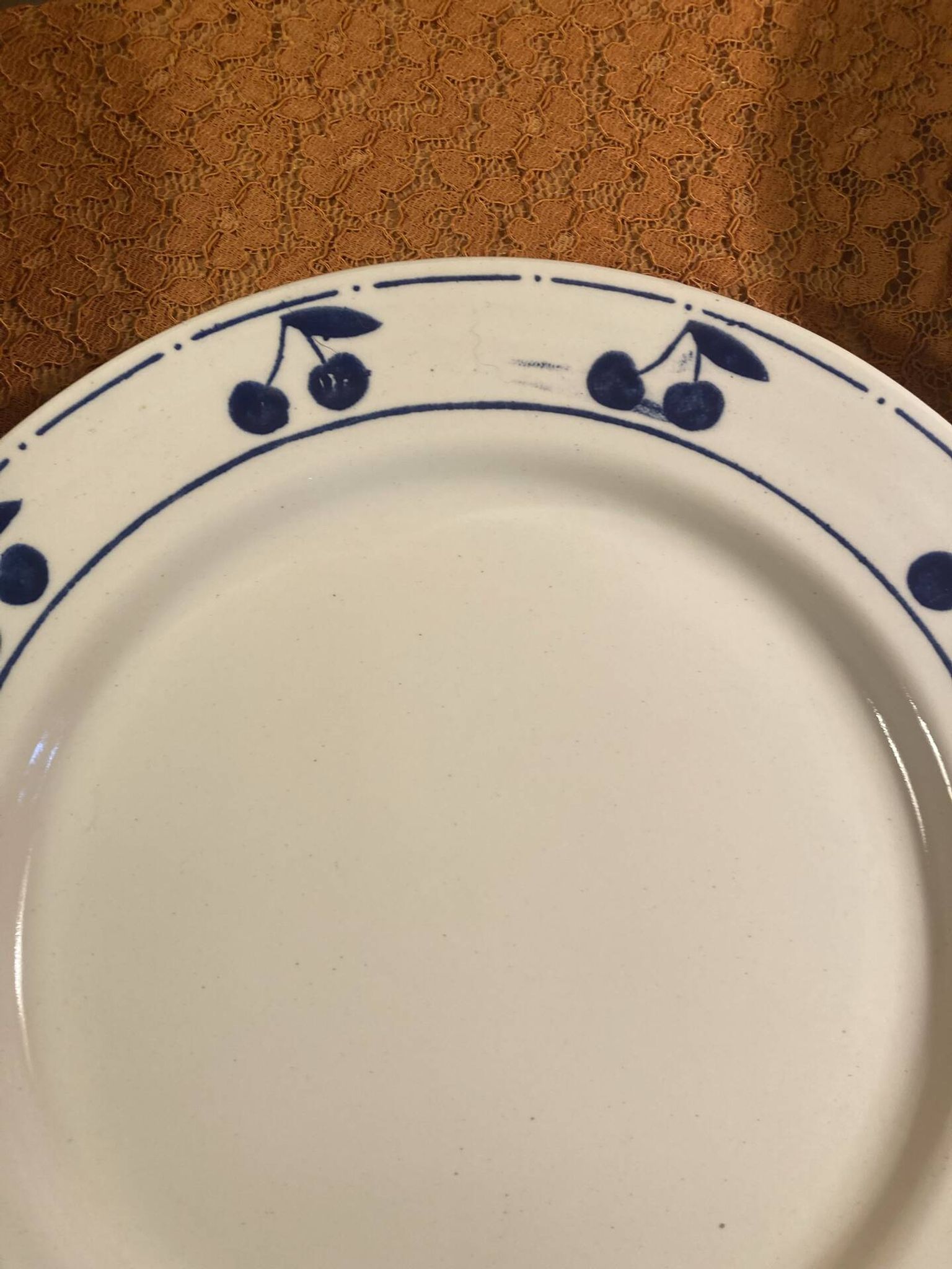 13 plates Longchamp pottery cobalt blue cherries