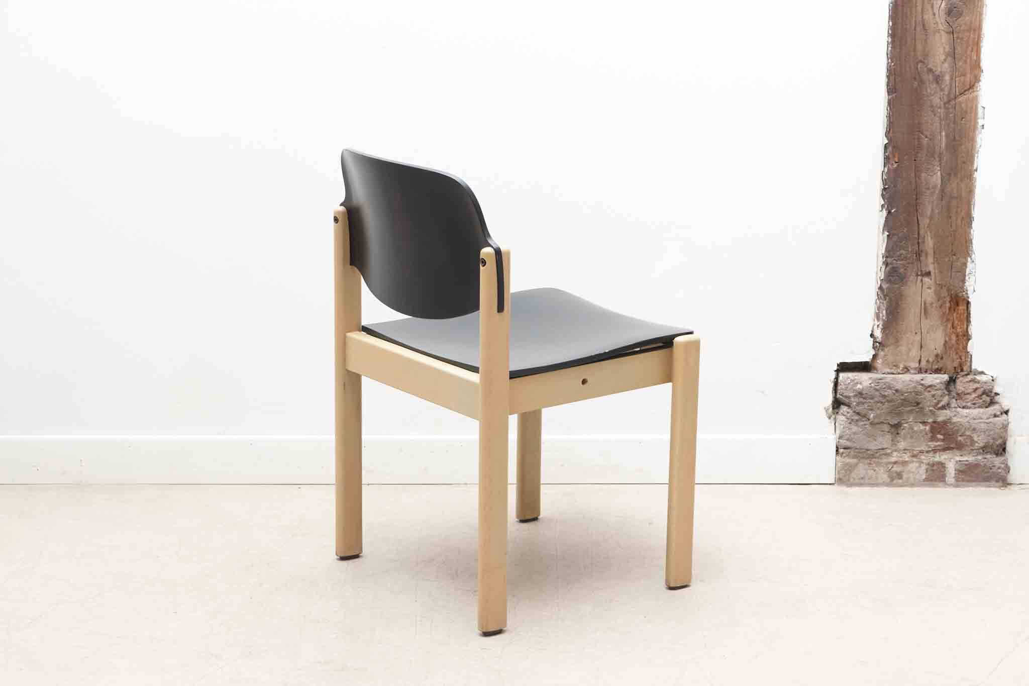 Curved wooden chair from the 1970s, Germany, black and beech.