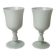 Pair of footed glasses in white opaline from around 1960.