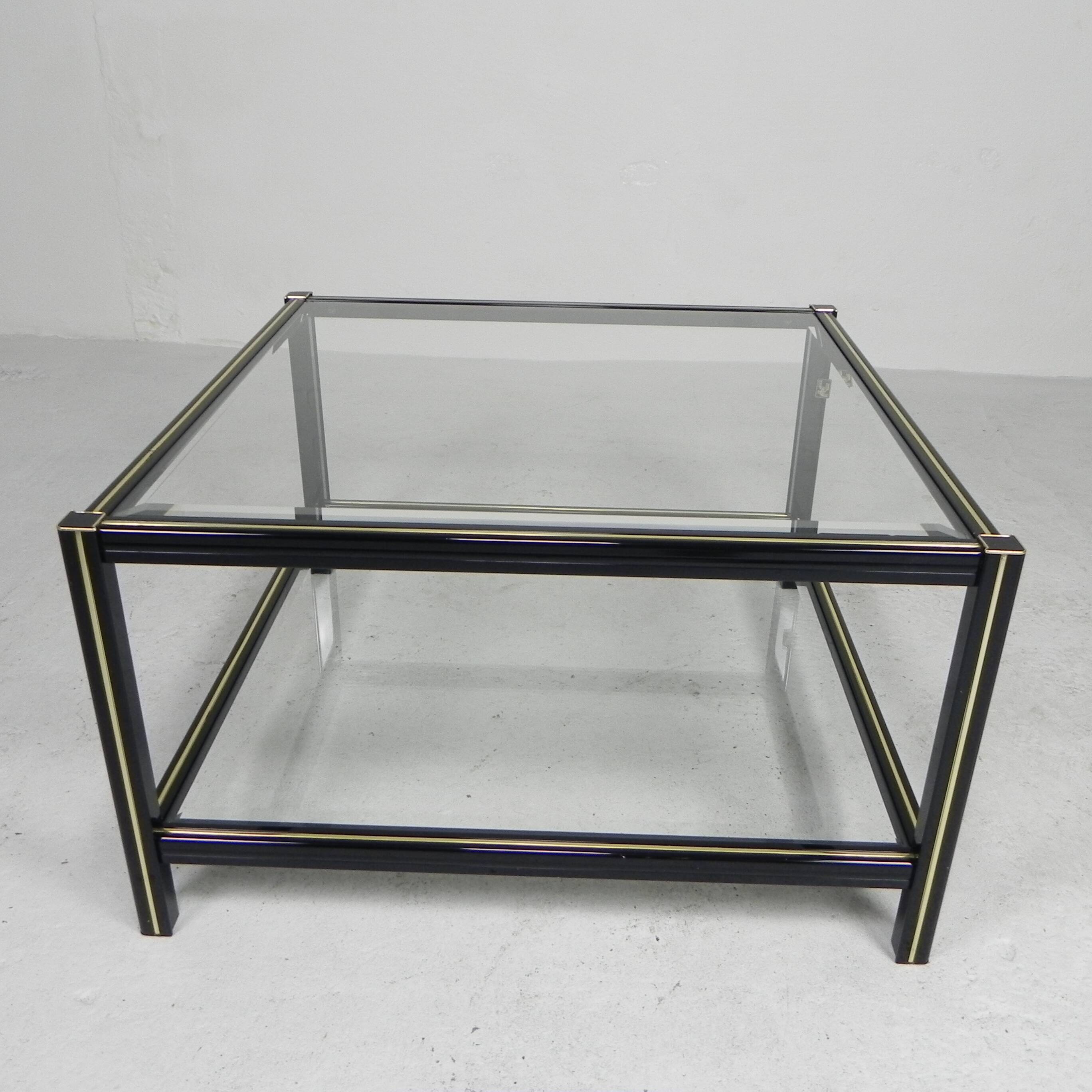 Hollywood Regency coffee table with 2 faceted glass plates, 1970s