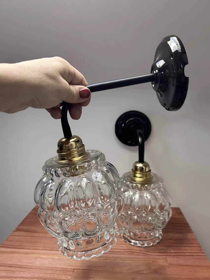 Pair of antique glass wall sconces