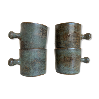 Set of 4 1970 potter's sandstone cups