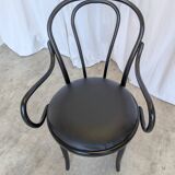 Vintage Thonet Style Dining Chair: Black Bentwood Cane Seat