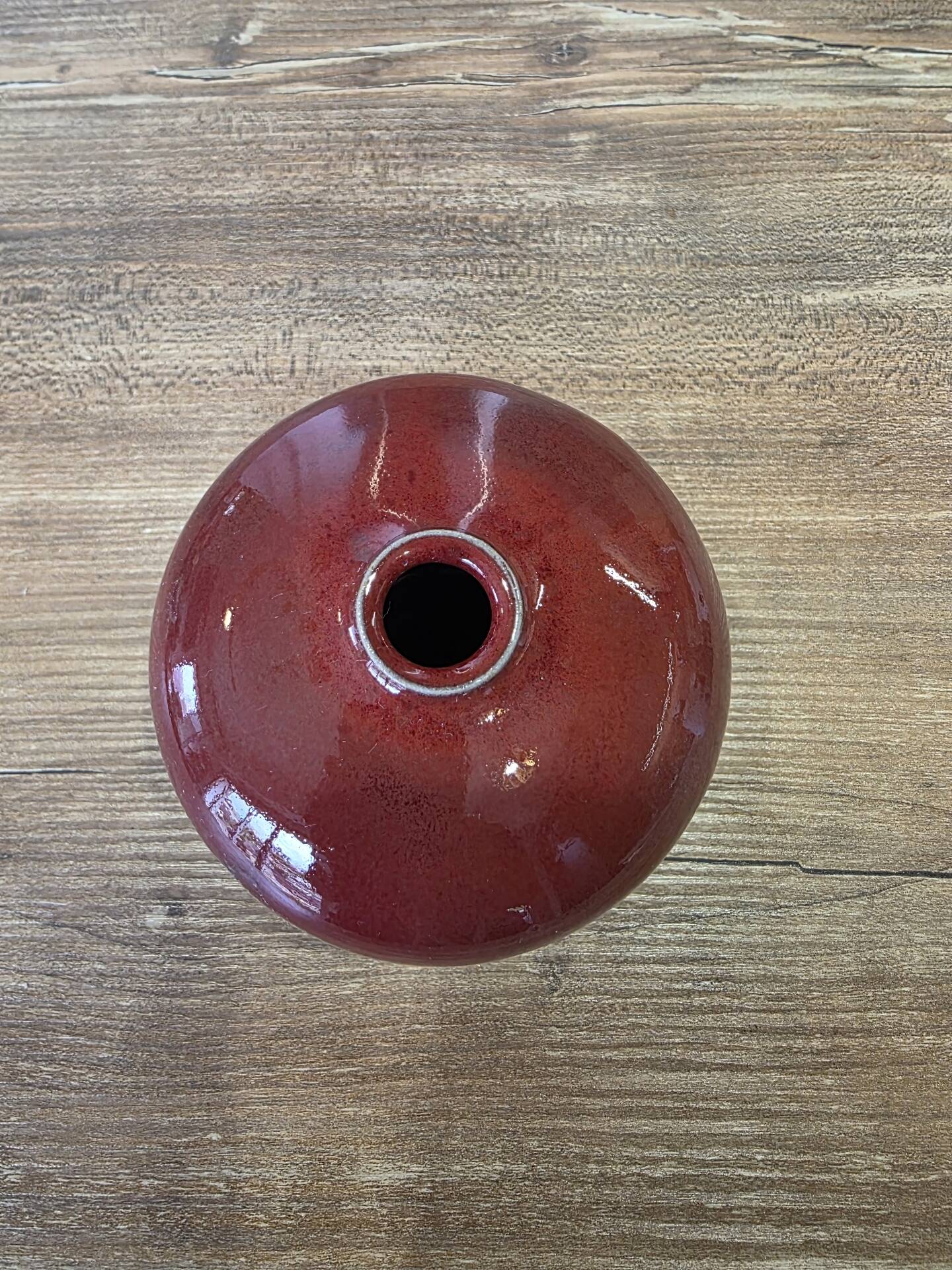 Red ceramic ball vase soliflore by Alain Rufas, Vallauris