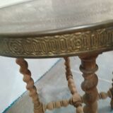 Table d' appoint en laiton pieds tournés