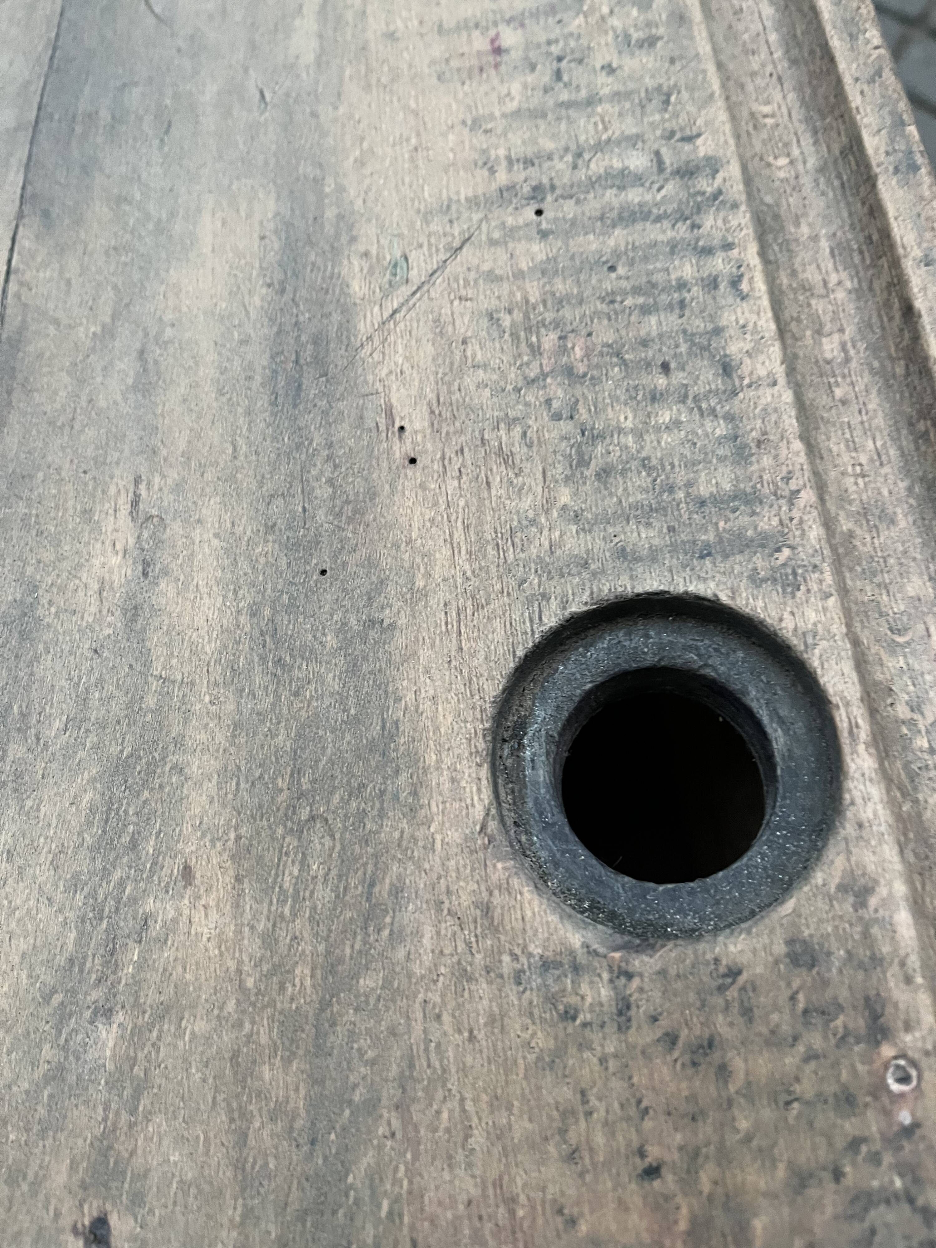 Old double school desk with built-in bench