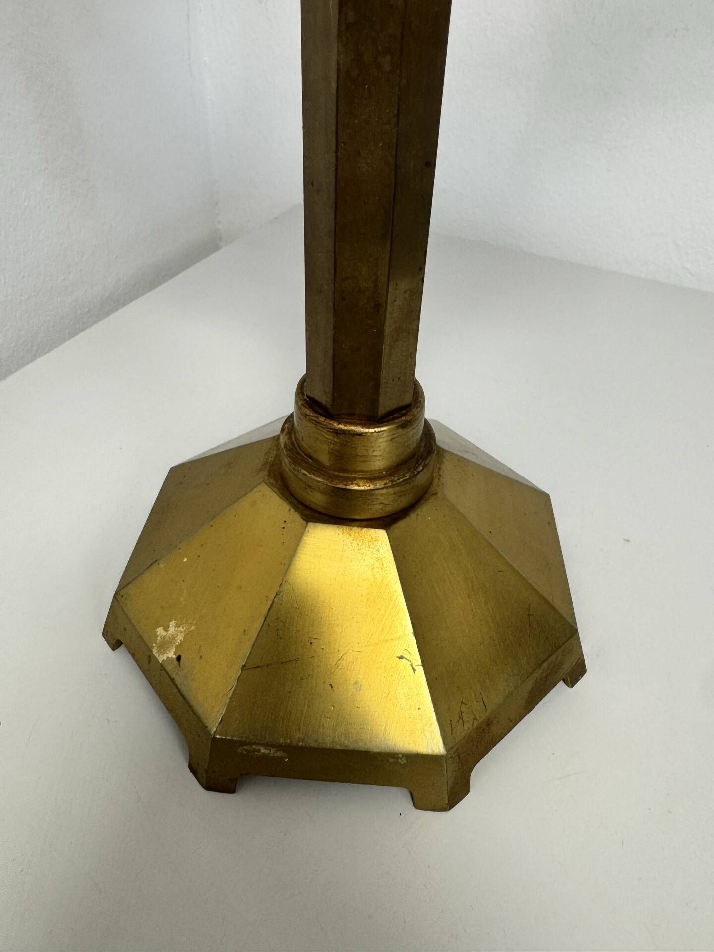 Antique Art Deco Brass Altar Chandelier – 5 Lights – Chrism Symbol