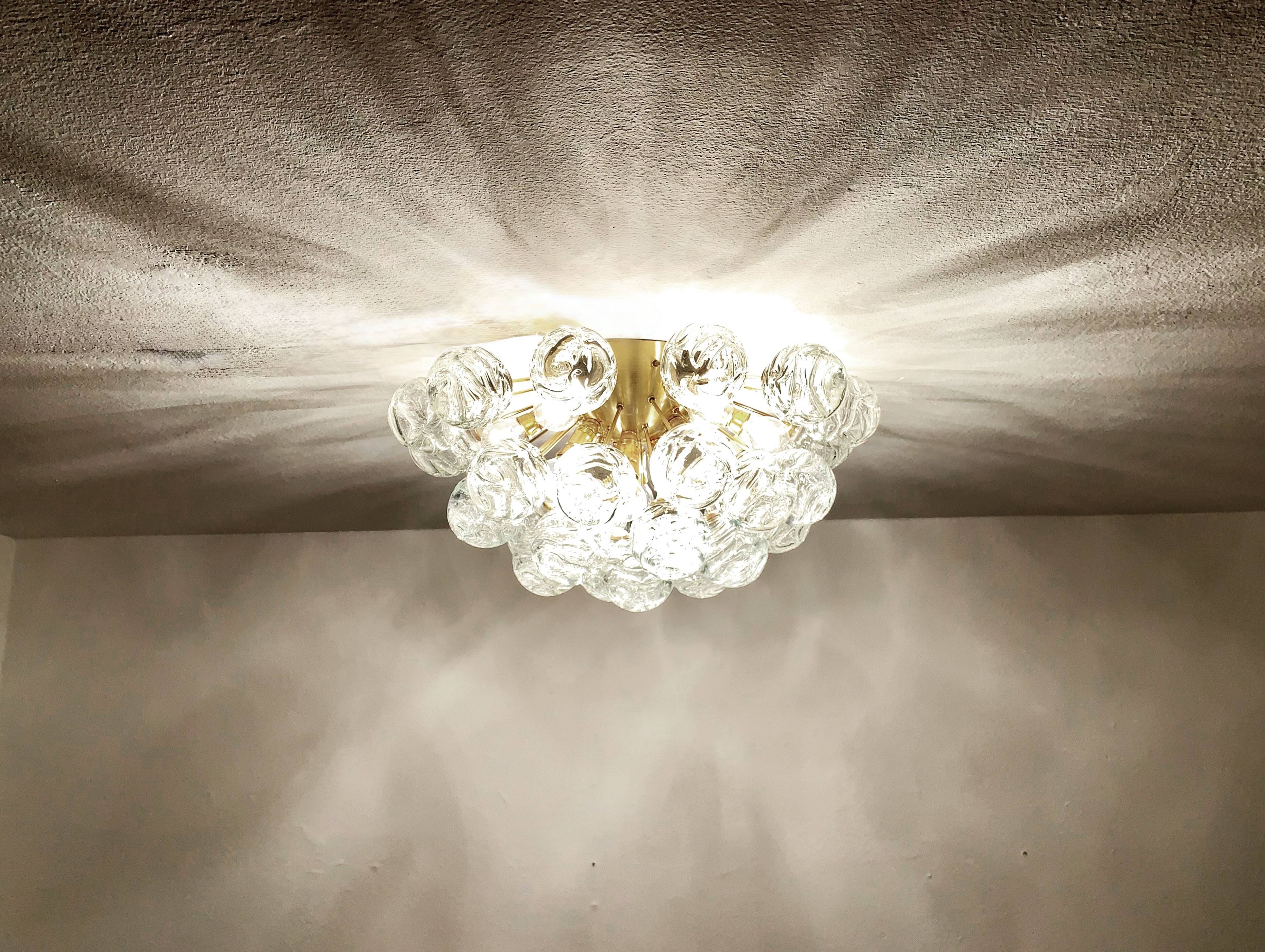 1 of 2 Amazing Golden Bubble Glass Flush Lamps by Doria