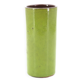 Vase rouleau vert en céramique, années 70