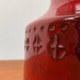 Italian red ceramic vase from the mid-century by Aldo Londi for Bitossi, 1960s.
