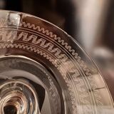 Baccarat, set of 10 engraved crystal champagne glasses from 1900.