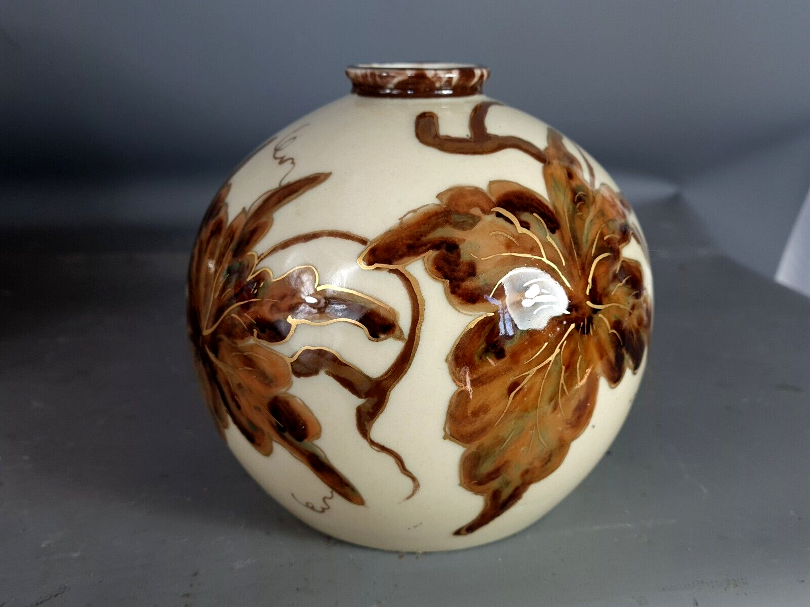 Camille Tharaud vase ball décor vine leaves perfect condition SB