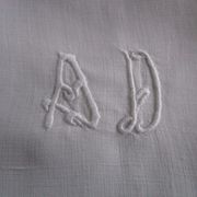 Old infant pillowcase embroidered/monogrammed cotton :49x33cm