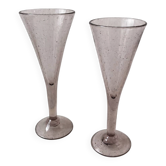 Duo de flûtes à champagne en verre de Biot