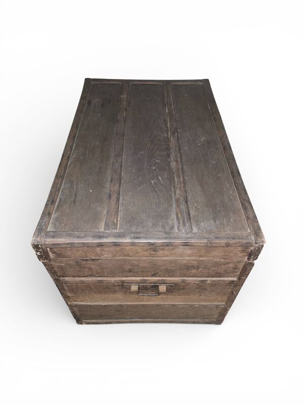 Malle / coffre de rangement ancien – rustique chic – bois massif